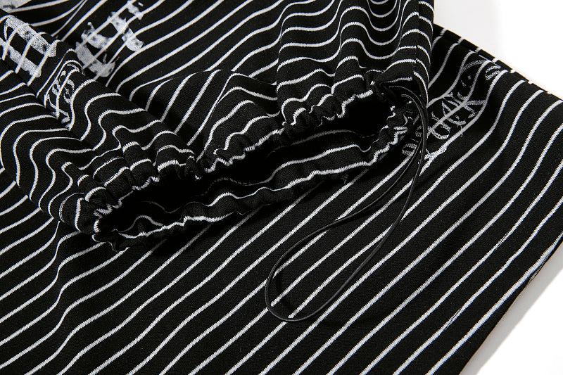 Yiaknis Striped Wide-Leg Trousers, Letter Print, Black and White Stripes – photo 40