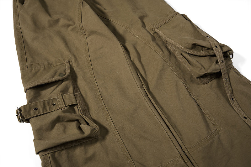 Yiaknis Wide-Leg Cargo Trousers, Pocket Straps, Dark Green and Khaki – photo 40