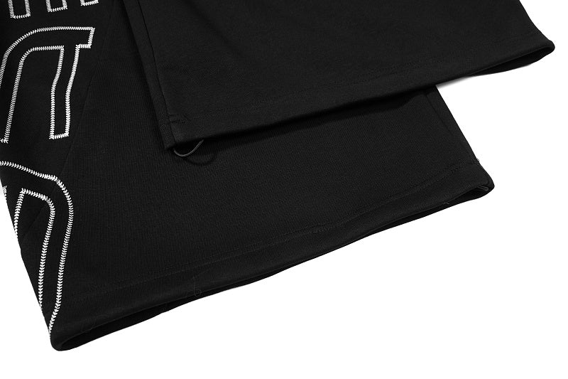 Yiaknis Wide-Leg Sweatpants, Letter Print, Burgundy and Black