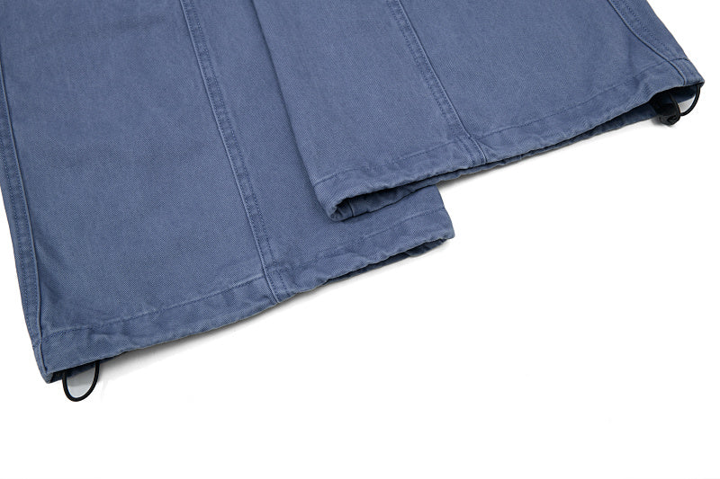 Yiaknis Wide-Leg Cargo Trousers with Mesh Pocket, Dark Grey and Blue – photo 43