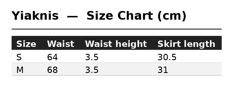 Size Chart (cm)