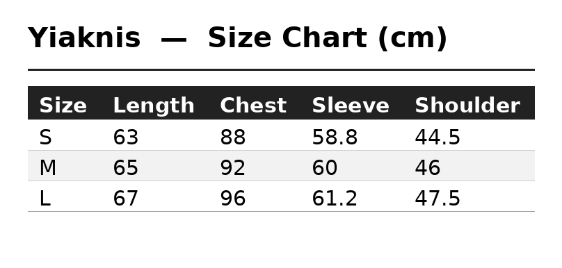 Yiaknis Long-Sleeve Top, Button Placket, White and Black – size chart