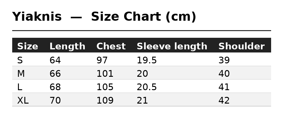 Yiaknis T-Shirt, Script Chest Print, White and Black – size chart