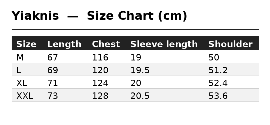 Yiaknis T-Shirt, Rhinestone Script Print, White and Black – size chart