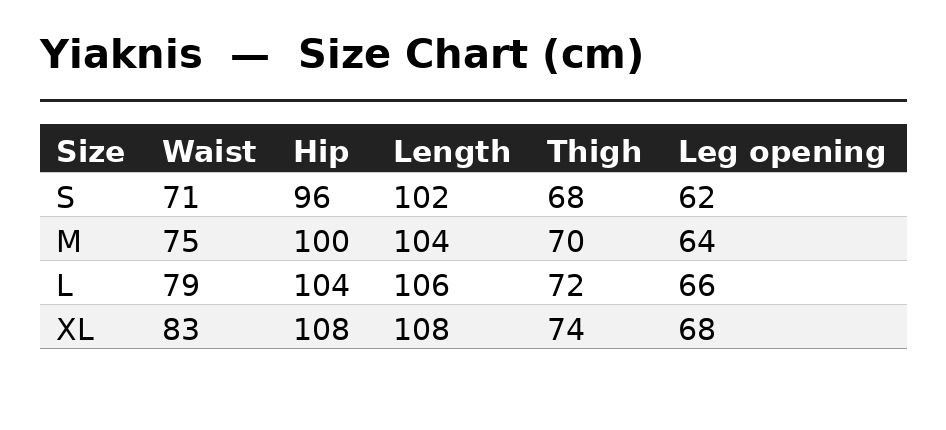 Yiaknis High-Waist Trousers, Button Waistband, Khaki and Black – size chart