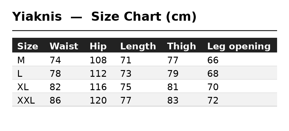Yiaknis Curved-Leg Cropped Camo Trousers, Side Pockets, Grey Camo – size chart