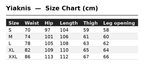 Yiaknis Flared Trousers with Washed Finish, Black and Light Grey – size chart