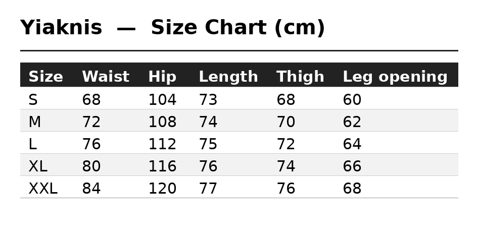 Yiaknis Wide-Leg Black and Washed Dark Grey Capri Pants – size chart