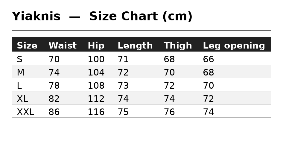 Yiaknis Camouflage Wide-Leg Cargo Capri Pants – size chart