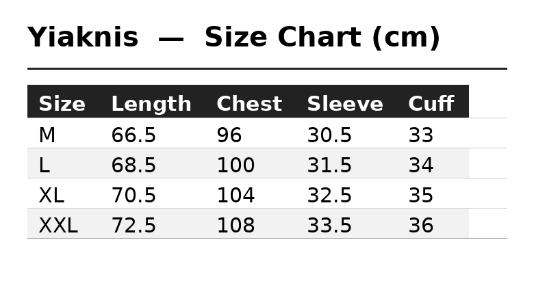 Yiaknis Men's Black and White Polo Shirt, Red Stripe – size chart