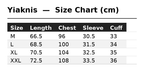 Yiaknis Men's Black and White Polo Shirt, Red Stripe – size chart
