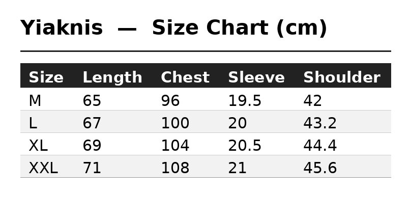 Yiaknis Men's Black and White Polo Shirt, Patterned Collar – size chart