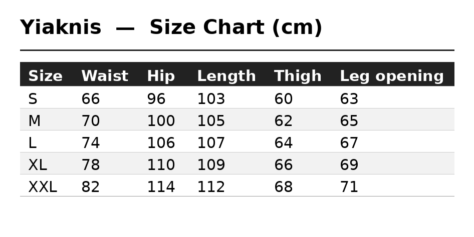 Yiaknis Flared Trousers, Drawstring Waist, Beige and Navy – size chart