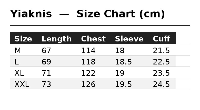 Yiaknis Men's Striped Polo Shirt with 12 Print and Crest – size chart