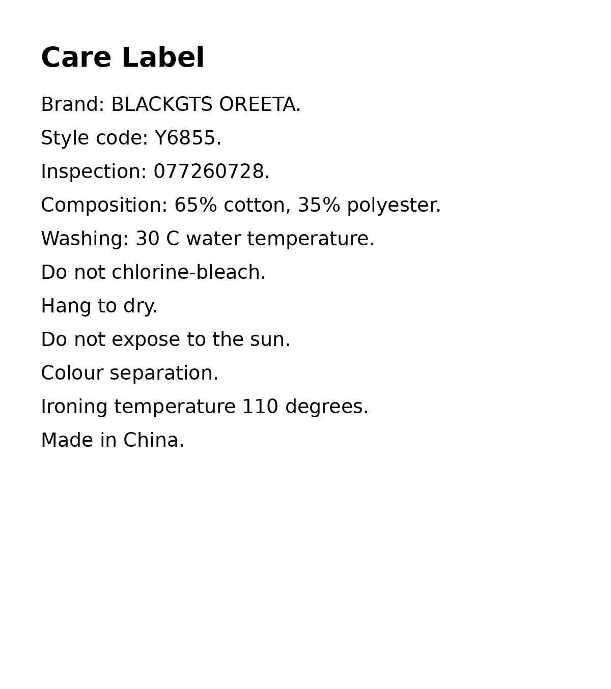 Yiaknis Wide-Leg Trousers, Script Letter, Black and Orange – english product label card