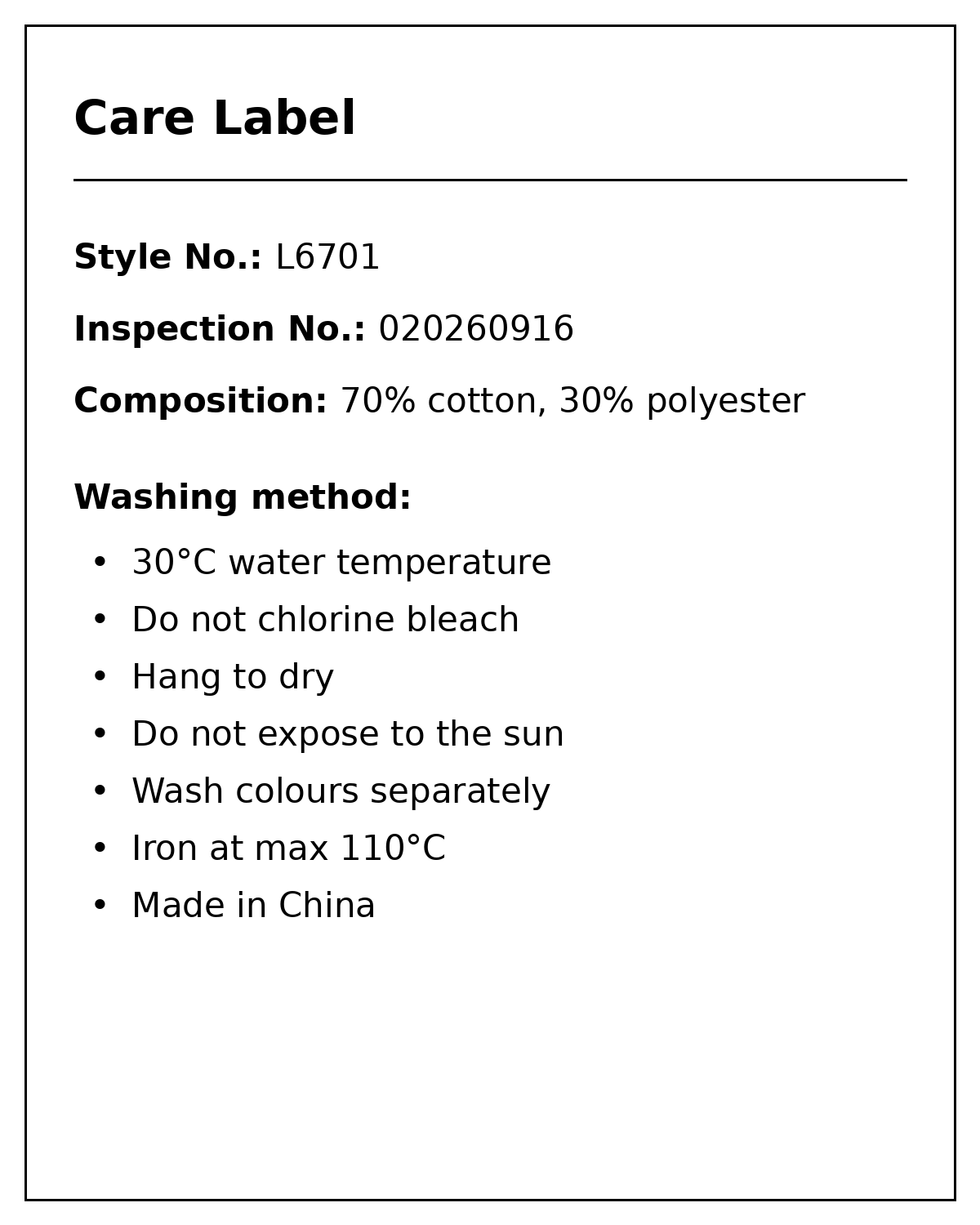 Care label