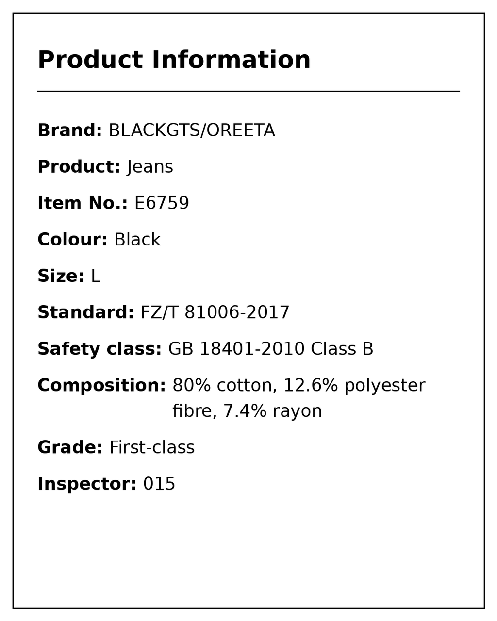 Yiaknis Wide-Leg Cropped Denim Trousers, Button Placket, Black – product information card