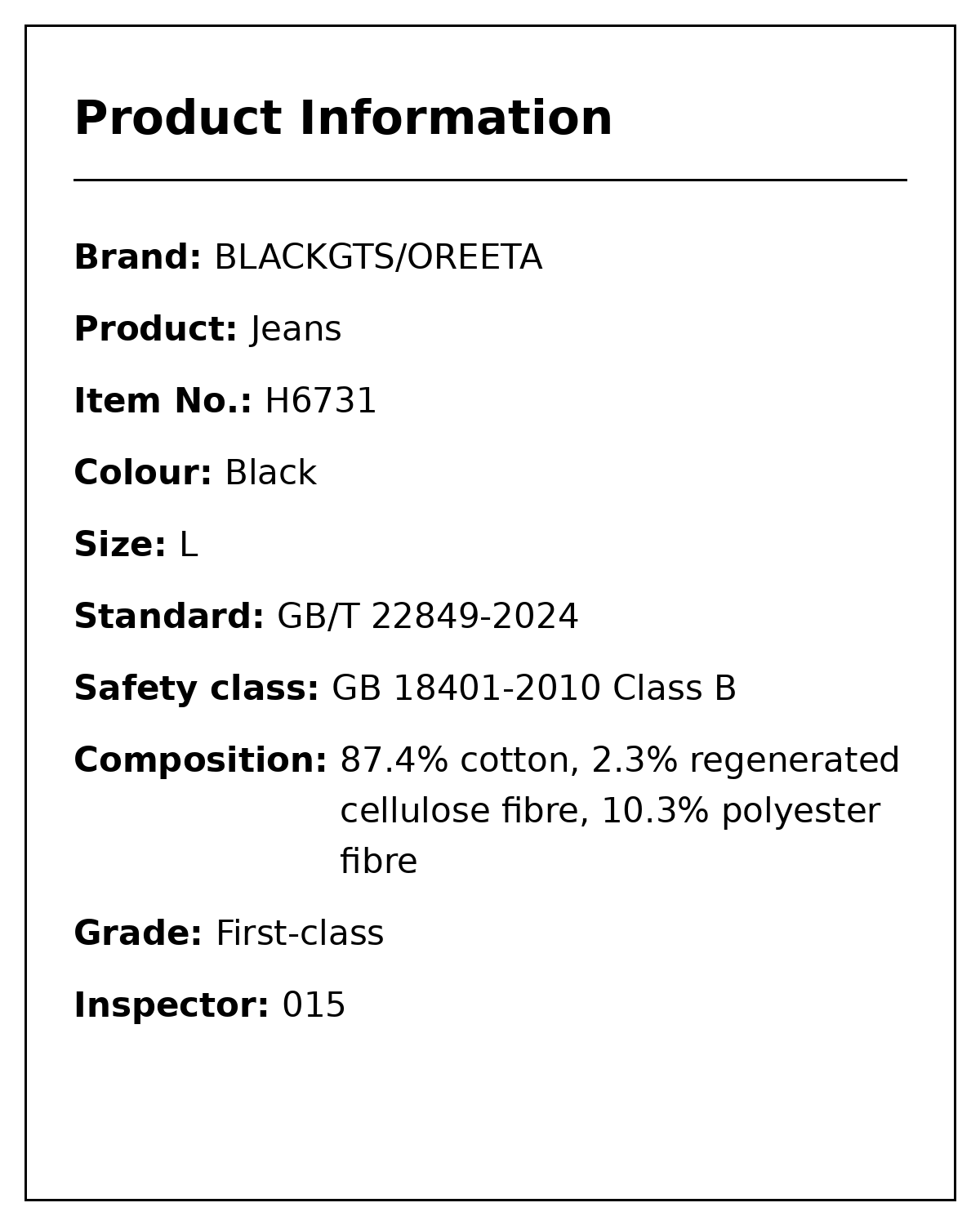 Yiaknis Wide-Leg Cropped Denim Trousers, Button Fly, Black – product information card